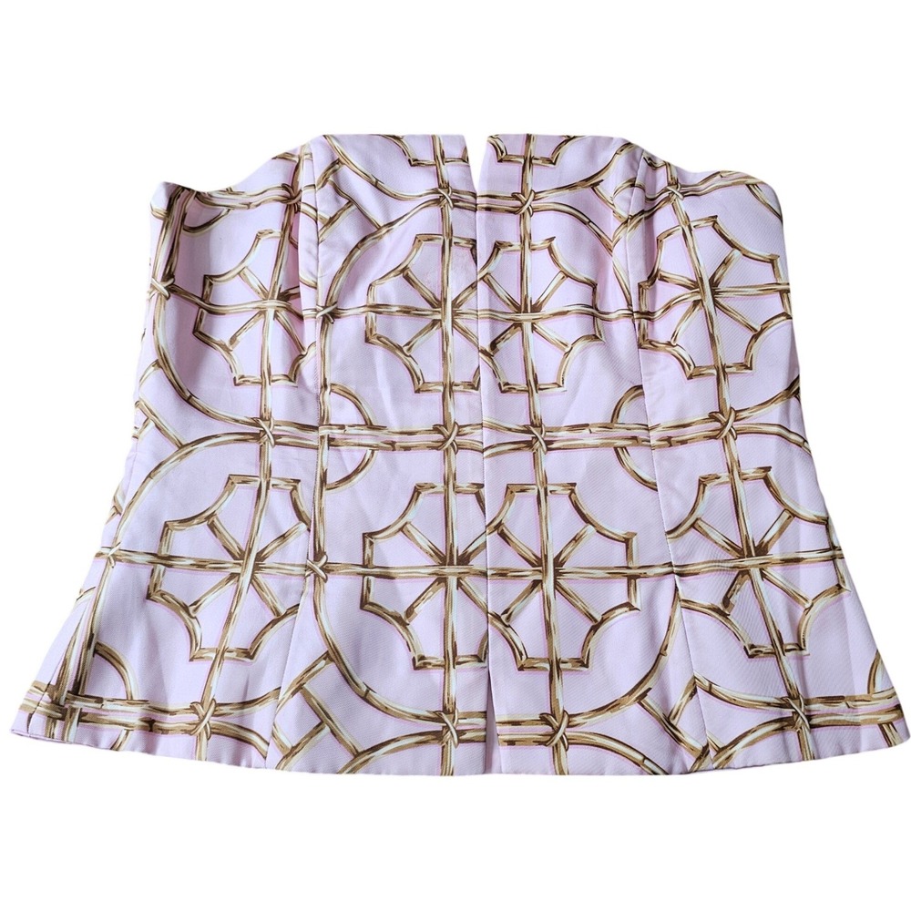 J McLaughlin Strapless Strapless Top Women 12 Pink Bamboo Print Southern‎ Belle - Picture 2 of 9